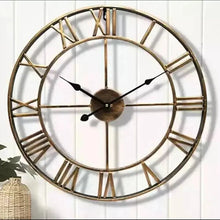 Load image into Gallery viewer, 3D Large Metal Roman Numeral Clock - Silent Vintage Wall Art