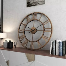 Load image into Gallery viewer, 3D Large Metal Roman Numeral Clock - Silent Vintage Wall Art