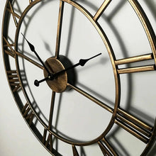 Load image into Gallery viewer, 3D Large Metal Roman Numeral Clock - Silent Vintage Wall Art