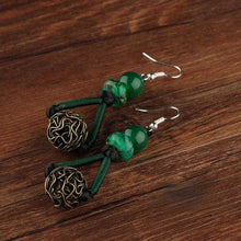 Load image into Gallery viewer, Ethnic style earrings green earrings women&#39;s vintage style sterling silver premium sense earrings