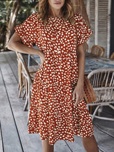 Load image into Gallery viewer, Women Loose O-neck Short Sleeve Dots Print Mini Dresses