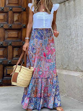 Load image into Gallery viewer, Summer street style women's print long skirt ruffled skirt skirt