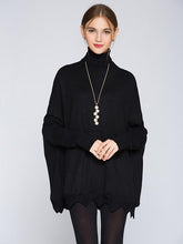 Load image into Gallery viewer, Pretty High Collar Long Sleeve Loose Wave Hem Sweater Tops