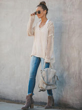 Load image into Gallery viewer, Hollow Solid Color V-neck Knitting Sweater Tops