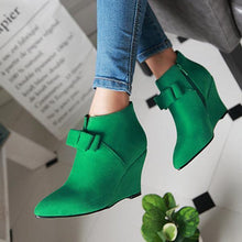 Load image into Gallery viewer, Big Size Butterfly Knot Wedge Heel Zipper Platform Ankle Boots