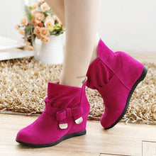 Load image into Gallery viewer, Ankle Metal Butterfly Knot Heel Increasing Slip On Boots