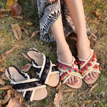 Load image into Gallery viewer, Summer Boho National Style Wave Colorful Pom Sandals