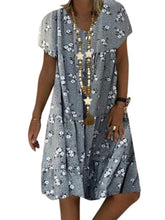 Load image into Gallery viewer, Summer Fashion Women Floral Print  V Neck Short Sleeve Dress