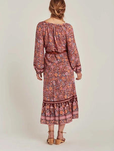 Spring New Bohemian Vintage Lace Print Cutout Long Sleeve Shirt Top