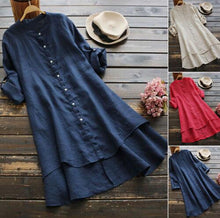 Load image into Gallery viewer, Summer Women&#39;s Solid Button Cotton Linen Long Sleeve Long Shirt Dress