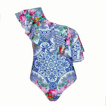 Load image into Gallery viewer, Sexy Beach Floral Ruffled One-Piece Swimsuit Off Shoulder Bikini