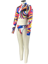 Load image into Gallery viewer, Conservative Printed Bikini Women&#39;s Split Long Sleeve Swimsuit 3-piece Tankini Set 12
