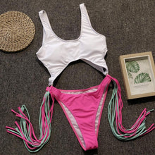 Load image into Gallery viewer, Swimsuit Sexy Openwork Rim Tassel One-Piece Bikini