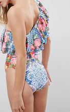 Load image into Gallery viewer, Sexy Beach Floral Ruffled One-Piece Swimsuit Off Shoulder Bikini