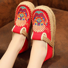 Load image into Gallery viewer, New Cloth Shoes Women&#39;s Ethnic Embroidered Shoes Round Head Lazy Shoes