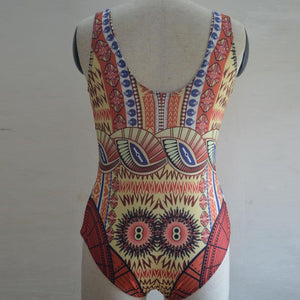 Totem Print Sexy Triangle One Piece Swimsuit Bikini