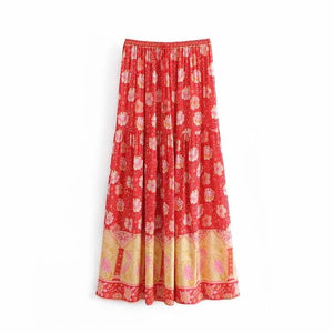 Red Vintage Floral Beach Holiday Skirt