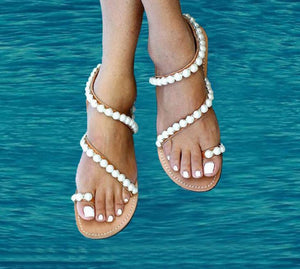 Summer Bohemian Beach Beading Flat Sandals Shoes