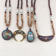 Load image into Gallery viewer, Ethnic retro wooden beads necklace Nepal style handmade creative pendants jewelry accessories