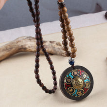 Load image into Gallery viewer, Ethnic retro wooden beads necklace Nepal style handmade creative pendants jewelry accessories
