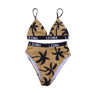 New Female Split Swimsuit High Waist Sexy Printed Letter Bikini