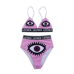 New Split Swimsuit High Waist Feminine Print Eye Bikini
