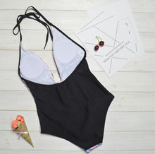 Load image into Gallery viewer, New Printed Color-blocking Geometric One-piece Swimsuit