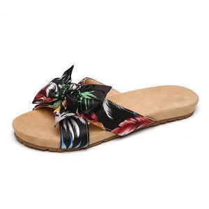 Bohemian Flat Heel Non-Slip Bow Versatile Beach Shoes Slippers