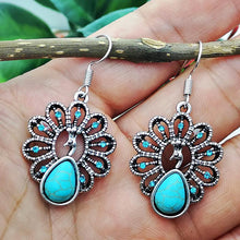Load image into Gallery viewer, Boho Peacock Stone Pendant Earring Jewelry