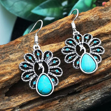 Load image into Gallery viewer, Boho Peacock Stone Pendant Earring Jewelry
