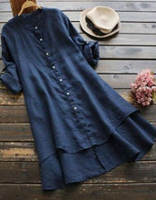 Load image into Gallery viewer, Summer Women&#39;s Solid Button Cotton Linen Long Sleeve Long Shirt Dress