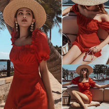 Load image into Gallery viewer, Bohemian Beach Lantern Sleeves Solid Color Jumpsuit