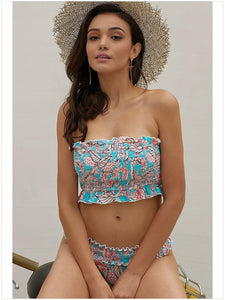 Two-piece Printed Bikini Split Sexy Low Waist Slimming Swimsuit