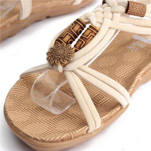 Load image into Gallery viewer, Flower Bead Knitting Clip Toe Slip On Flat Beach Outdoor Sandals