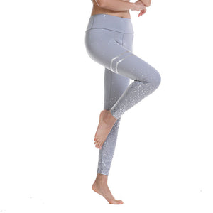 Hot Gold Print Yoga Pants High Waist Elastic Fitness Hips Slimmed Leggings Girl