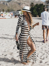 Load image into Gallery viewer, The Wave Striped Lace Beach Skirt Beach Vacation Dress Bikini Blouse Beach Sun Shirt