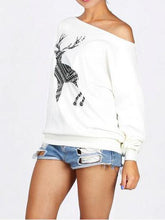 Load image into Gallery viewer, Chrismas Sweatshirts Women Print Elk Hoodies Sportwear Pullover Sweatshirt Xmas Long Sleeve Off Shoulder Blouse Tops 2017