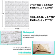 Load image into Gallery viewer, 10pcs 3D Wall Sticker Imitation Brick Bedroom Decoration Waterproof Self Adhesive Wallpaper For Living Room Kitchen TV Backdrop