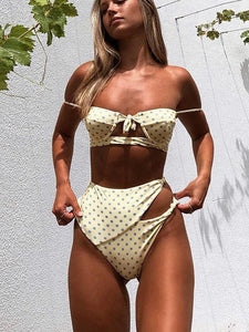 Sexy Polka Dot Split High Waist Bikini