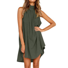 Load image into Gallery viewer, Summer women&#39;s popular round neck pleated cotton linen vest dress