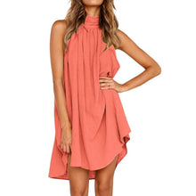 Load image into Gallery viewer, Summer women&#39;s popular round neck pleated cotton linen vest dress