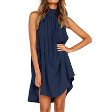Load image into Gallery viewer, Summer women&#39;s popular round neck pleated cotton linen vest dress