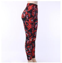 Load image into Gallery viewer, Women's Dark Gothic Rose Print Knee Cutout Leggings Pants