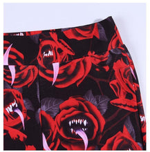 Load image into Gallery viewer, Women's Dark Gothic Rose Print Knee Cutout Leggings Pants