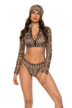 Load image into Gallery viewer, Conservative Printed Bikini Women&#39;s Split Long Sleeve Swimsuit 3-piece Tankini Set 56