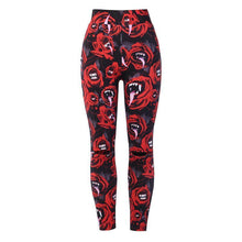 Load image into Gallery viewer, Women's Dark Gothic Rose Print Knee Cutout Leggings Pants