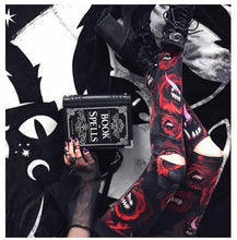 Load image into Gallery viewer, Women's Dark Gothic Rose Print Knee Cutout Leggings Pants