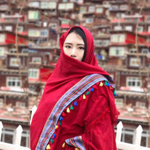 Load image into Gallery viewer, Sunscreen Ethnic Style Tibetan Shawl Cotton Linen Scarf Seaside Beach Towel