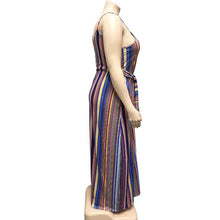 Load image into Gallery viewer, Large Women&#39;s Stripe Loose Dress with Belt and Suspender Summer