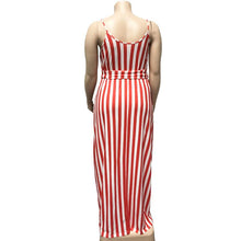 Load image into Gallery viewer, Large Women&#39;s Stripe Loose Dress with Belt and Suspender Summer